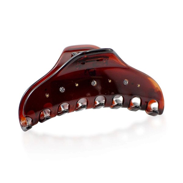 Piranha de cabelo francesa Finestra marrom tartaruga strass N759/6S