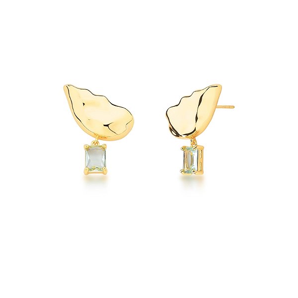 Brinco ear cuff cristal azul ouro semijoia