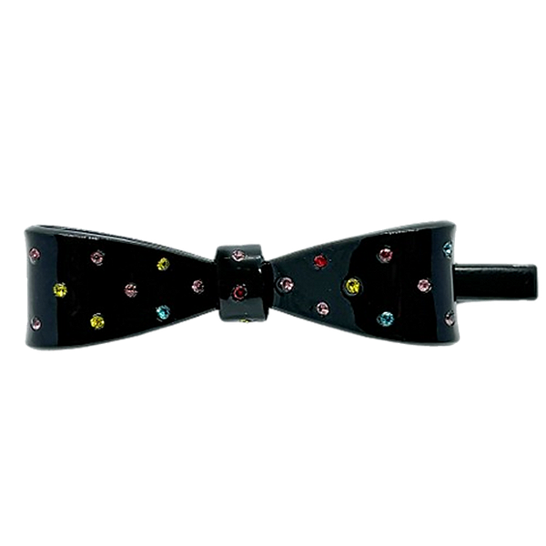 Presilha bico de pato poá acetato preto cristais coloridos