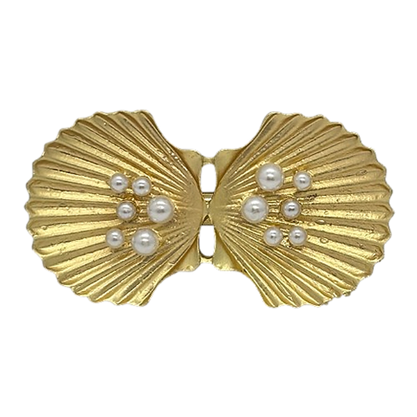 Presilha bico de pato metal concha pérola