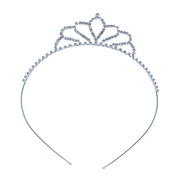 Tiara coroa strass metal prateado CR290
