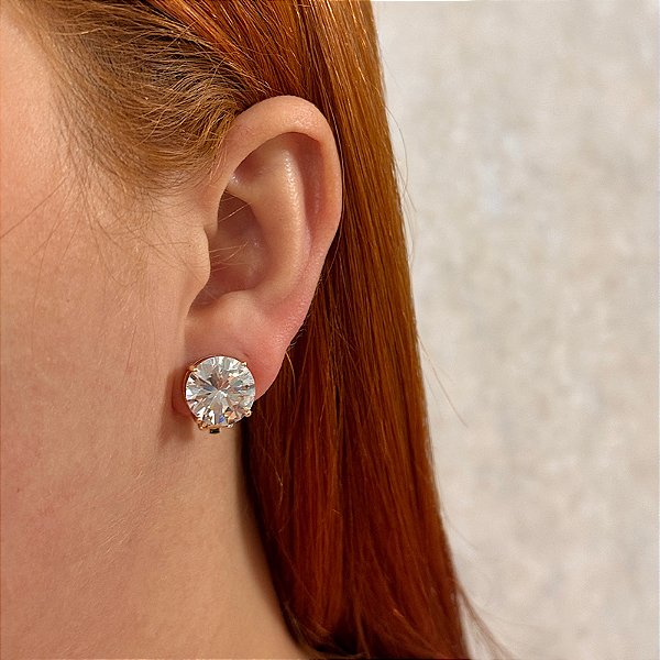 Brinco pressão ponto de luz g zircônia ouro semijoia 18k06001