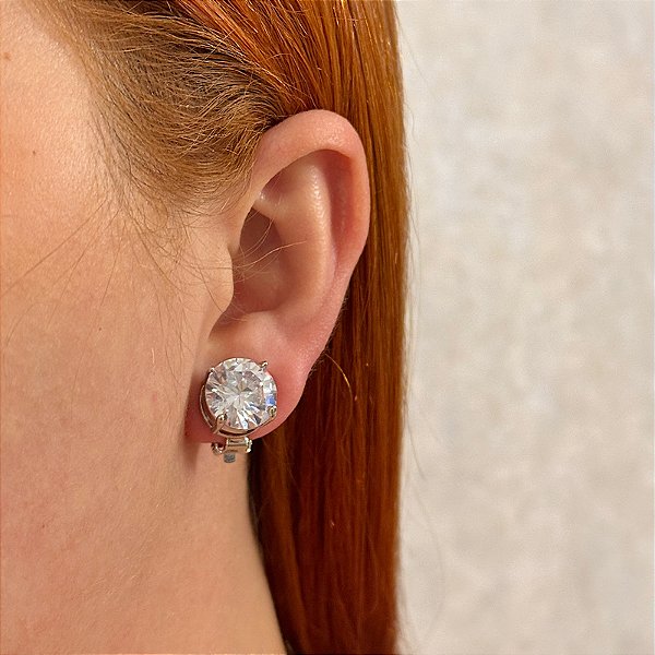 Brinco pressão ponto de luz g zircônia ródio semijoia 18k06001