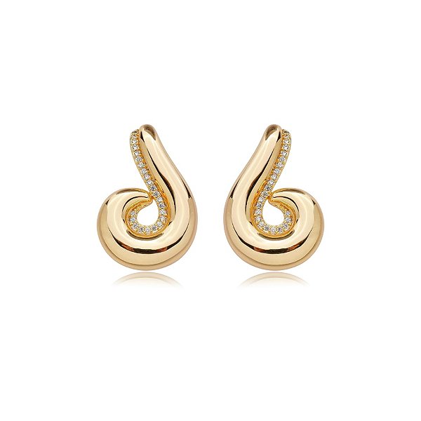 Brinco Elaine Palma curvado zircônia ouro semijoia