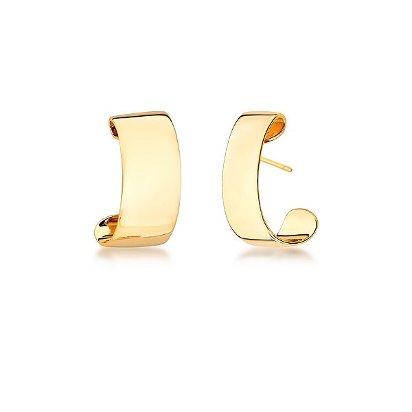 Brinco ear hook liso ouro semijoia