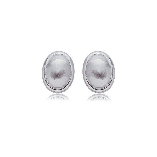 Brinco oval ródio semijoia TZ-240403