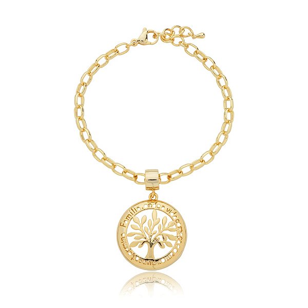 Pulseira árvore da vida ouro semijoia PU 1180