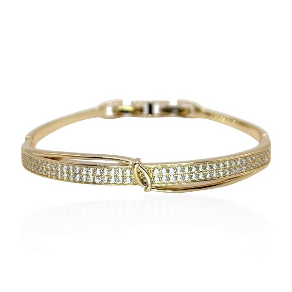 Bracelete zircônia ouro semijoia PU 1164