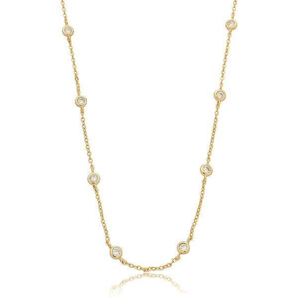 Colar curto cristais ouro semijoia XL 2448