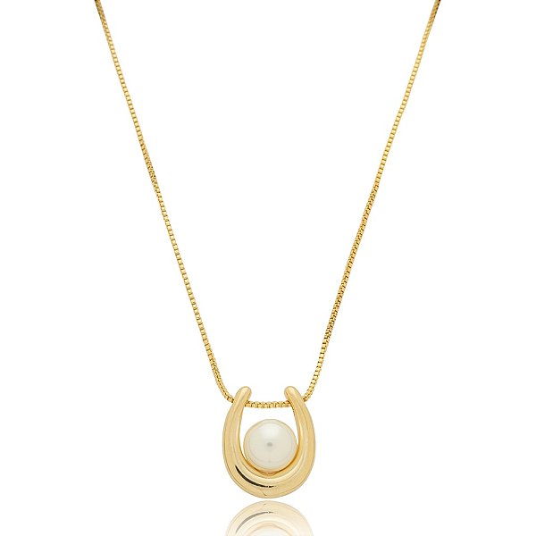 Colar pérola ouro semijoia XL 2287