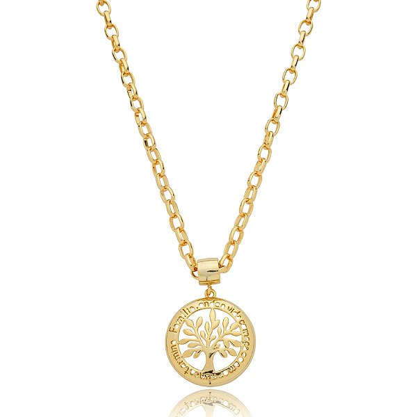 Colar árvore da vida ouro semijoia XL 2494