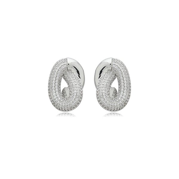 Brinco gota zircônia ródio semijoia BA 7247