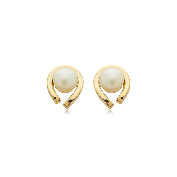 Brinco pérola ouro semijoia BA 7254