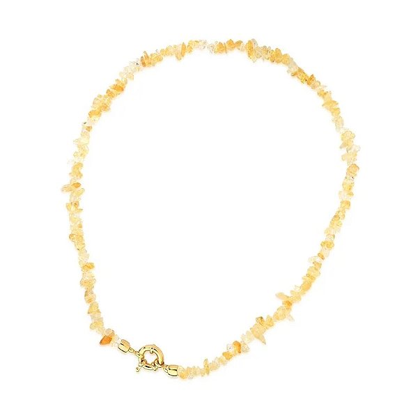 Colar cascalho pedra natural citrino ouro semijoia
