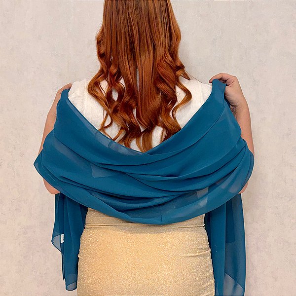 Lenço echarpe transformative teal LEN-051