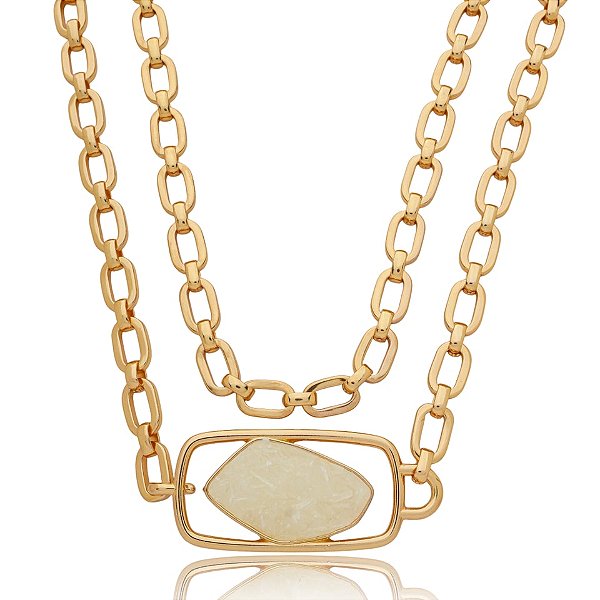 Cinto pedra natural selenita ouro semijoia