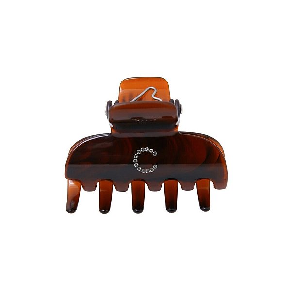 Piranha de cabelo Bianca acrílico marrom letra C 05 003