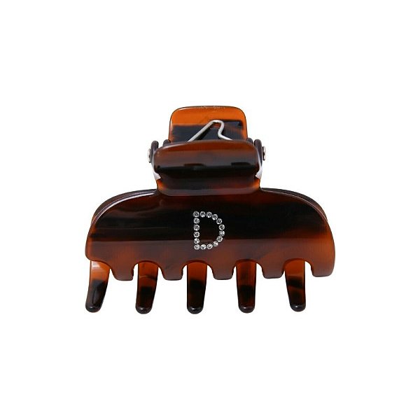 Piranha de cabelo Bianca acrílico marrom letra D 05 003