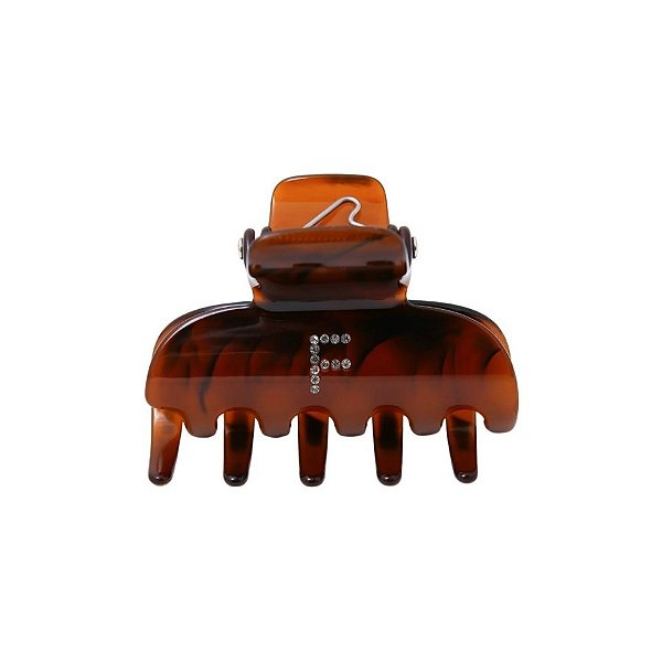 Piranha de cabelo Bianca acrílico marrom letra F 05 003