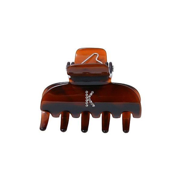 Piranha de cabelo Bianca acrílico marrom letra K 05 003