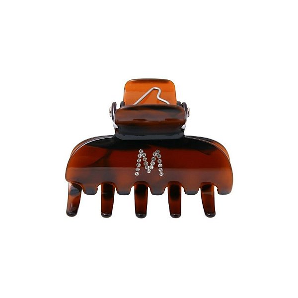 Piranha de cabelo Bianca acrílico marrom letra M 05 003