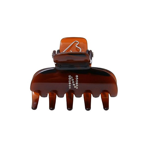 Piranha de cabelo Bianca acrílico marrom letra N 05 003