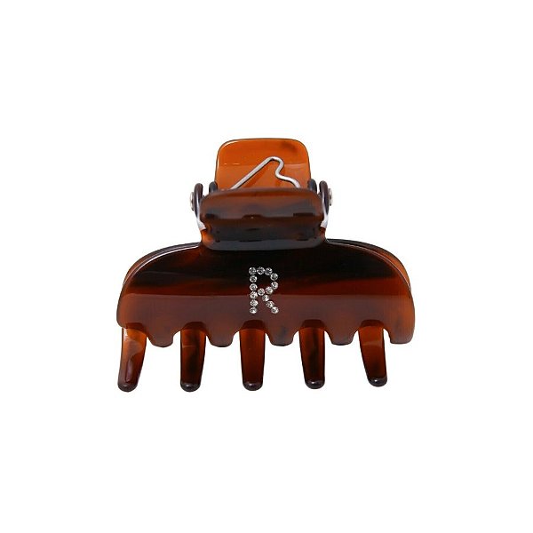 Piranha de cabelo Bianca acrílico marrom letra R 05 003