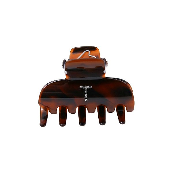 Piranha de cabelo Bianca acrílico marrom letra T 05 003