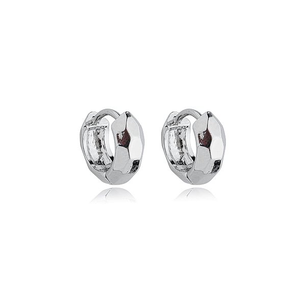 Brinco argolinha segundo furo facetada ródio semijoia 24a05013