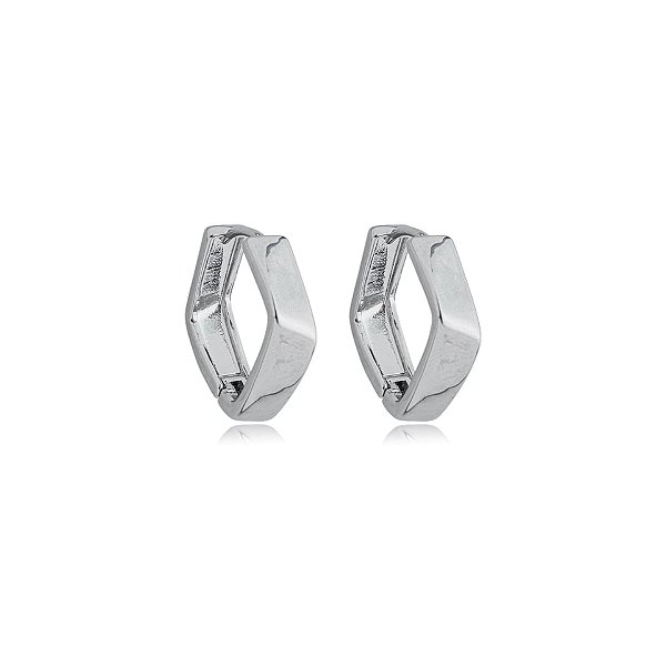 Brinco argolinha geométrica ródio semijoia 24k15005