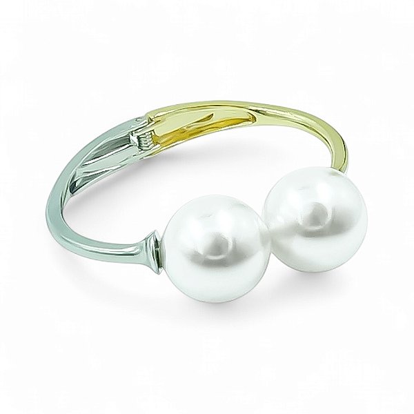 Bracelete pérolas ouro e ródio semijoia 2991