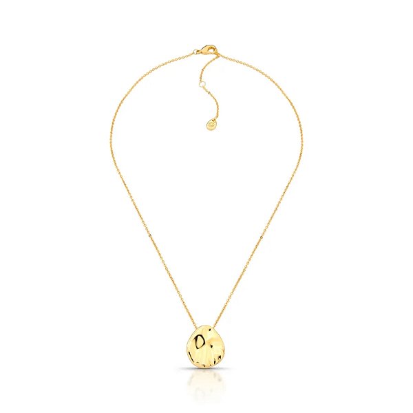 Colar curto oval martelado ouro semijoia