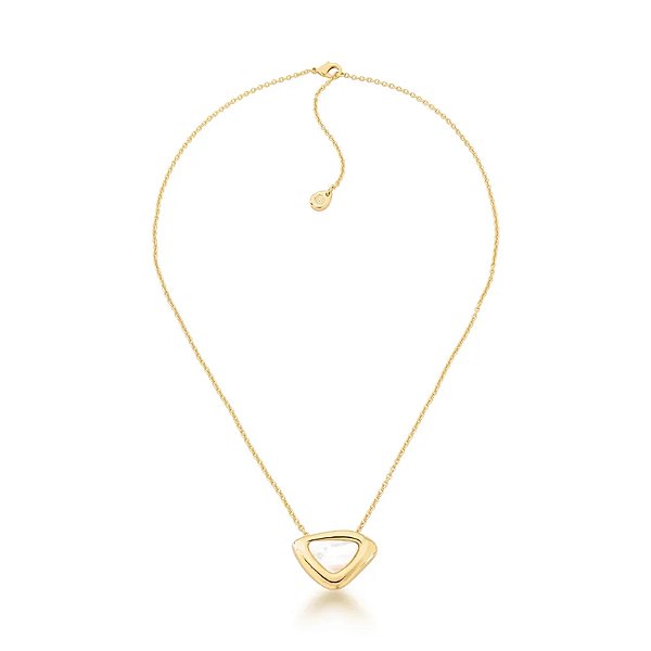 Colar curto triangular madrepérola ouro semijoia