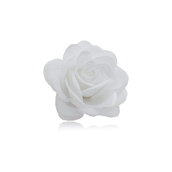 Broche rosa tecido branco FL-003