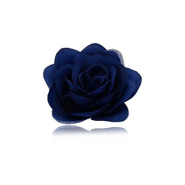 Broche rosa tecido azul marinho FL-003