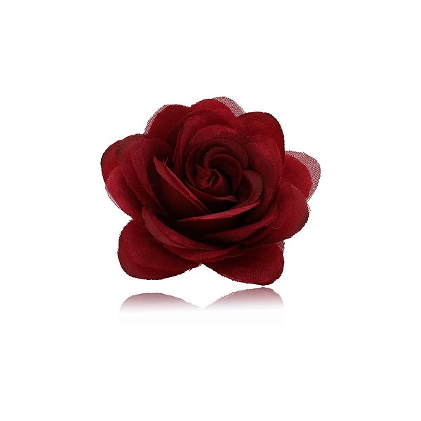 Broche rosa tecido vermelho burgundy FL-003