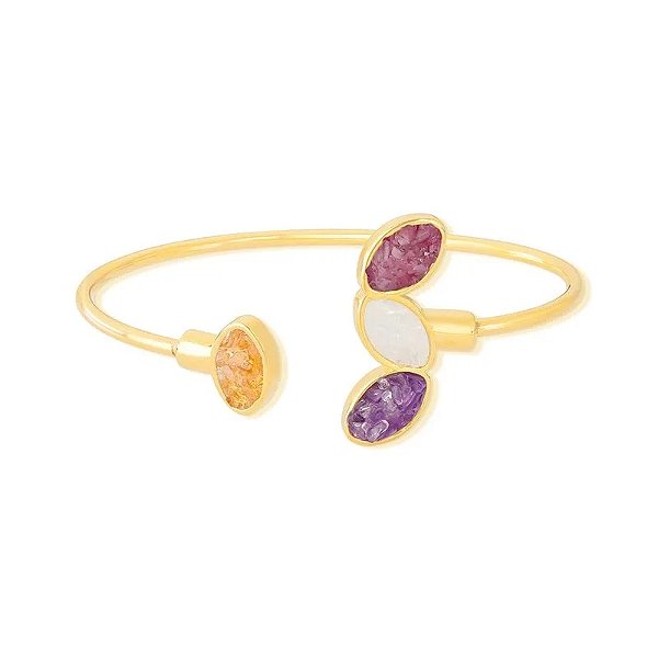 Bracelete pedras naturais ouro semijoia