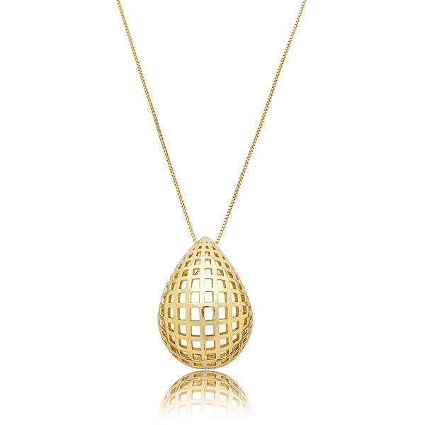 Colar gota curvada ouro semijoia XL 2543