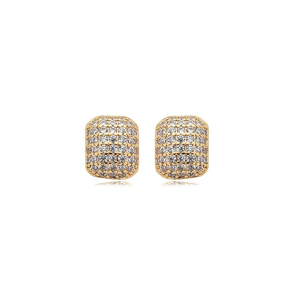 Brinco retangular zircônia ouro semijoia 24k17108