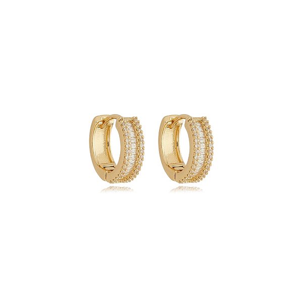 Brinco argolinha zircônia ouro semijoia 24k12103