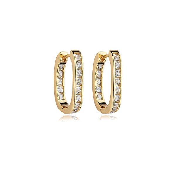 Brinco argolinha zircônia ouro semijoia 24k17106