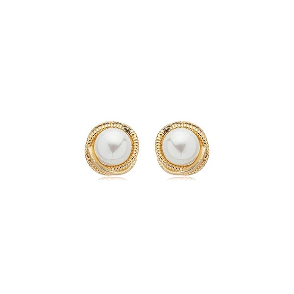 Brinco pérola ouro semijoia 24k14006
