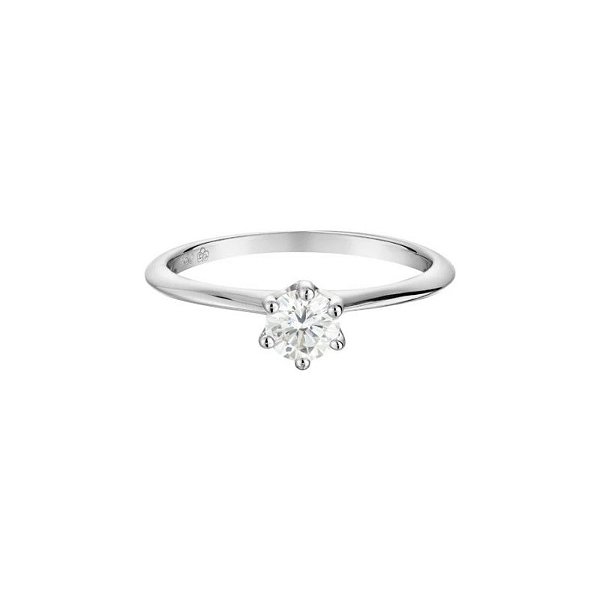 Anel moissanite Elaine Palma solitário 6,5 mm prata 925