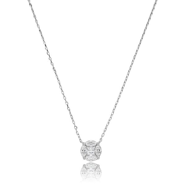 Colar moissanite curto Elaine Palma 8 mm prata 925