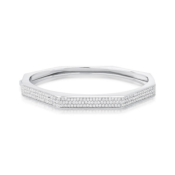 Bracelete geométrico zircônia ródio semijoia