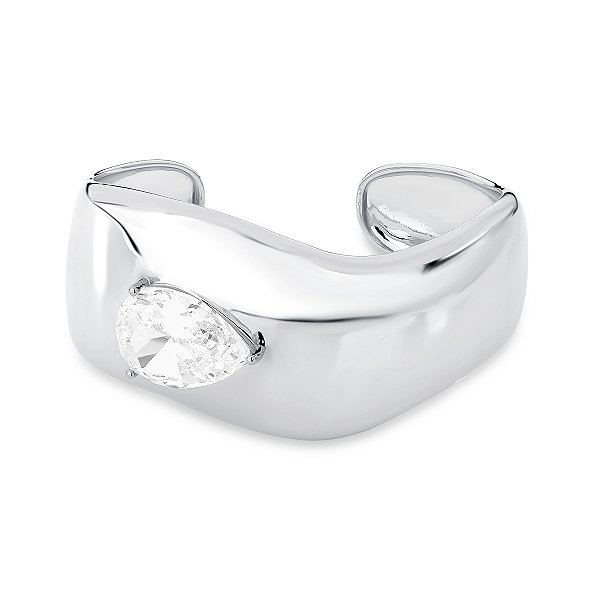 Bracelete curvado cristal gota ródio semijoia