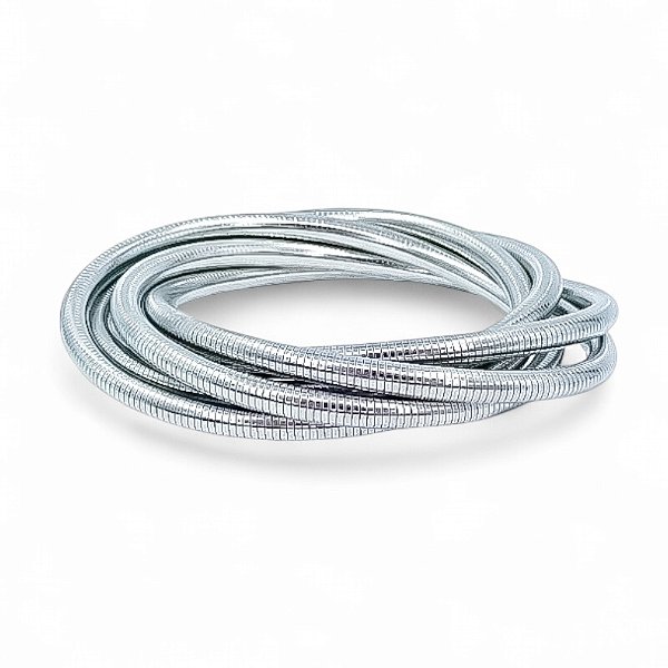 Pulseira mola ródio semijoia