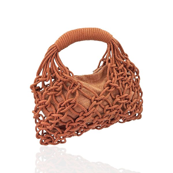 Bolsa Design Natural macramê algodão terracota