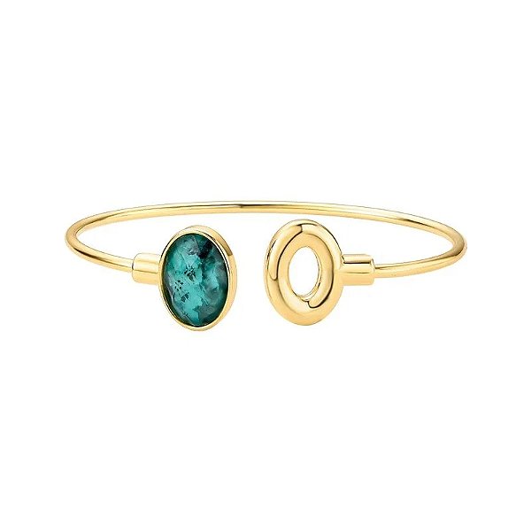 Bracelete pedra natural esmeralda ouro semijoia
