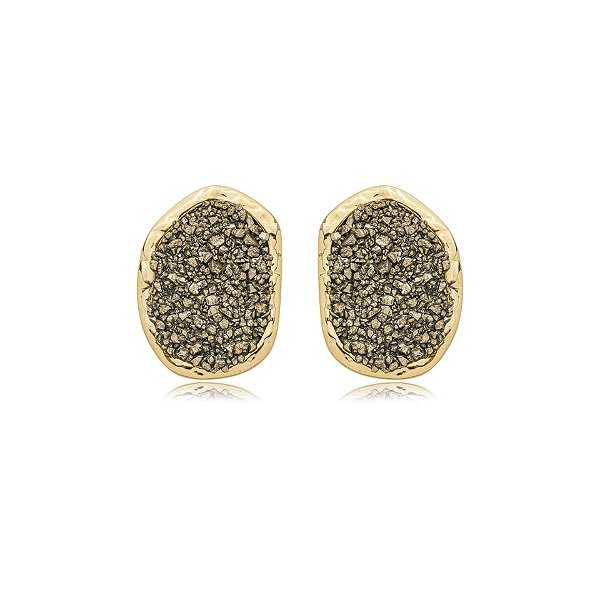 Brinco orgânico drusa ouro semijoia BI 48941
